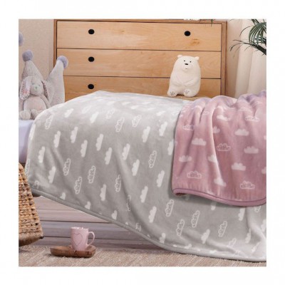 Nef-Nef Homeware Κουβέρτα Κούνιας Clouds Βελουτέ Γκρι Γκρι 100x140εκ.