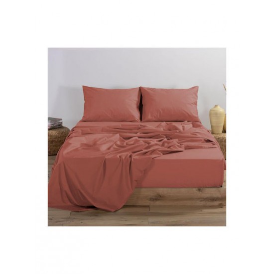 Nef-Nef Homeware Basic Σεντόνι Υπέρδιπλο 240x270εκ. Terracotta