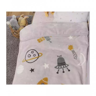 Nef-Nef Homeware Κουβέρτα Κούνιας My Universe Βελουτέ Γκρι 100x140εκ.