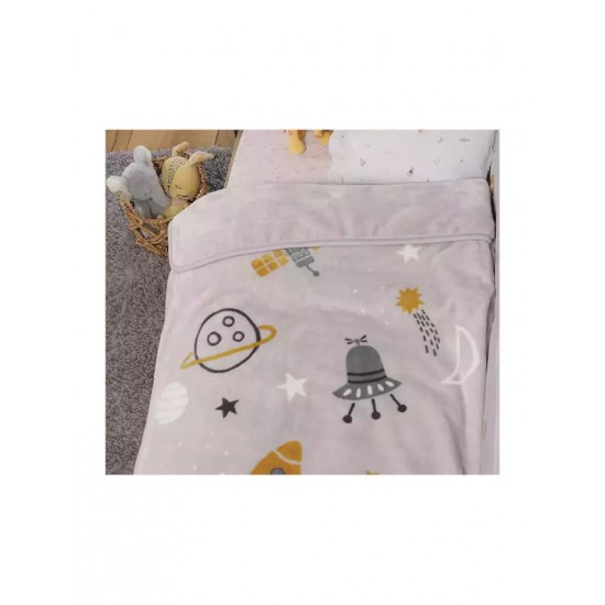 Nef-Nef Homeware Κουβέρτα Κούνιας My Universe Βελουτέ Γκρι 100x140εκ.