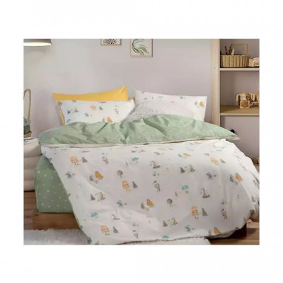 Nef-Nef Homeware Σετ Σεντόνια Μονά Βαμβακερά Woodland Party Εκρού 170x260cm 3τμχ