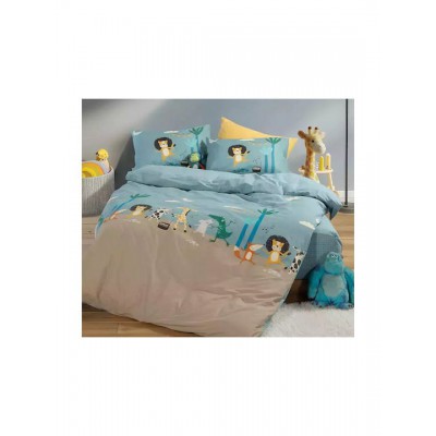 Nef-Nef Homeware Σετ Σεντόνια Μονά Βαμβακερά Wild Dance Μπλε 170x260cm 3τμχ