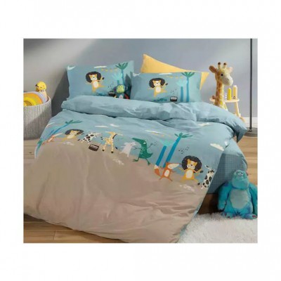 Nef-Nef Homeware Σετ Σεντόνια Μονά Βαμβακερά Wild Dance Μπλε 170x260cm 3τμχ