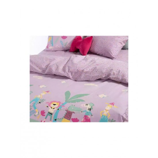 Nef-Nef Homeware Σετ Σεντόνια Μονά Βαμβακερά Roller Friends Μωβ 170x260cm 3τμχ