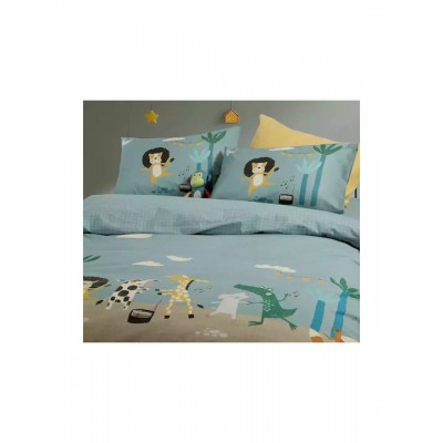 Nef-Nef Homeware Σετ Σεντόνια Μονά Βαμβακερά Wild Dance Μπλε 170x260cm 3τμχ