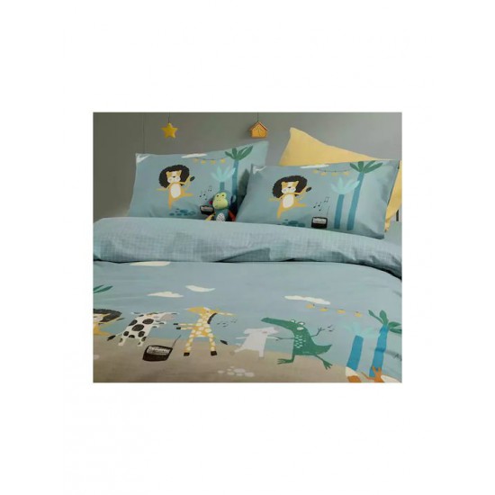 Nef-Nef Homeware Σετ Σεντόνια Μονά Βαμβακερά Wild Dance Μπλε 170x260cm 3τμχ