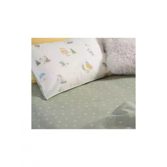 Nef-Nef Homeware Σετ Σεντόνια Μονά Βαμβακερά Woodland Party Εκρού 170x260cm 3τμχ