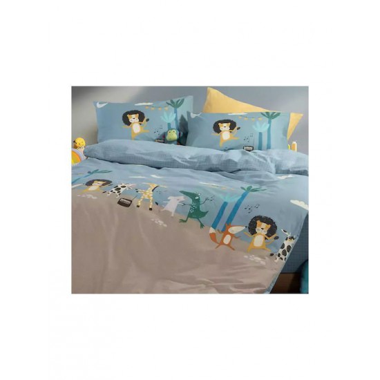 Nef-Nef Homeware Σετ Σεντόνια Μονά Βαμβακερά Wild Dance Μπλε 170x260cm 3τμχ