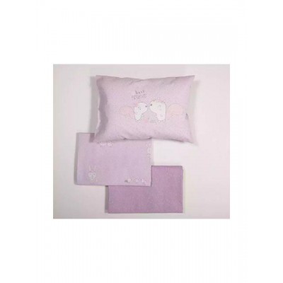 Nef-Nef Homeware Best Friends Σετ Βρεφικά Σεντόνια Κούνιας Βαμβακερά Λιλά 120x170εκ. 3τμχ