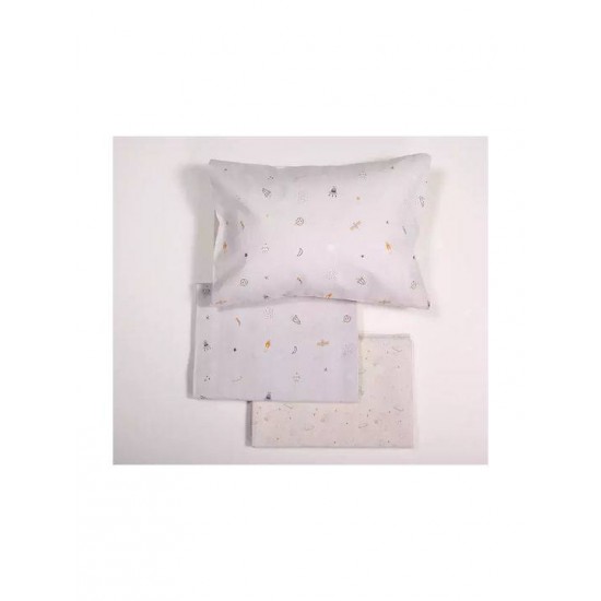 Nef-Nef Homeware Universe Σετ Βρεφικά Σεντόνια Κούνιας Βαμβακερά Γκρι 120x170εκ. 3τμχ
