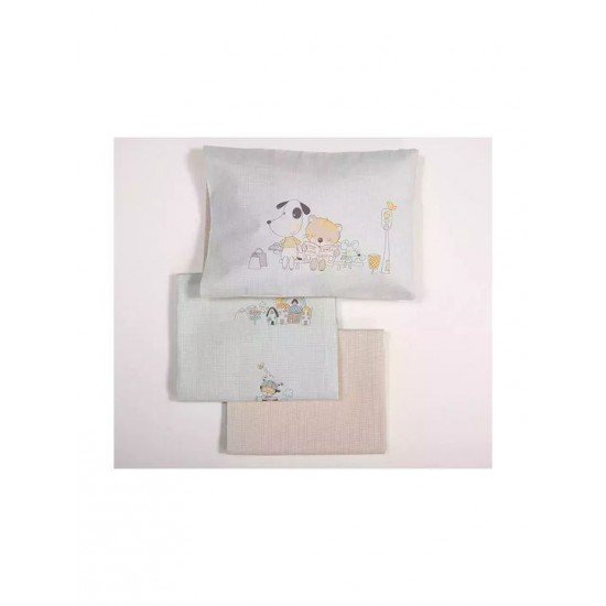 Nef-Nef Homeware Life In The City Σετ Βρεφικά Σεντόνια Κούνιας Βαμβακερά Τιρκουάζ 120x170εκ. 3τμχ