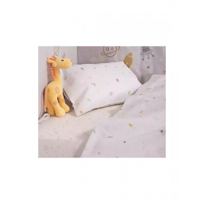 Nef-Nef Homeware Universe Σετ Βρεφικά Σεντόνια Κούνιας Βαμβακερά Γκρι 120x170εκ. 3τμχ