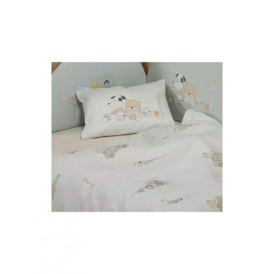 Nef-Nef Homeware Life In The City Σετ Βρεφικά Σεντόνια Κούνιας Βαμβακερά Τιρκουάζ 120x170εκ. 3τμχ