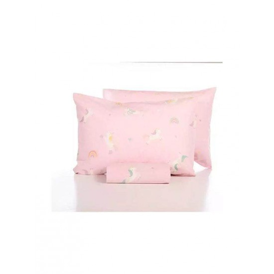Nef-Nef Homeware Unicorns Style Σετ Παιδική Παπλωματοθήκη Μονή με Μαξιλαροθήκη Βαμβακερή Ροζ 160x240εκ.