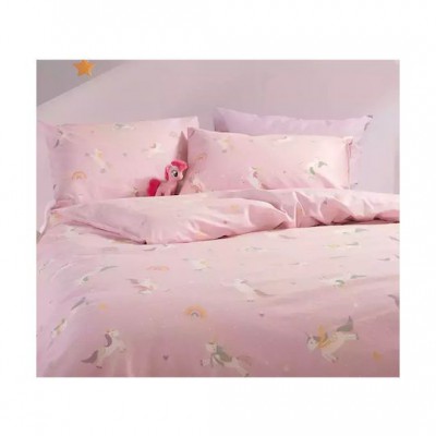 Nef-Nef Homeware Unicorns Style Σετ Παιδική Παπλωματοθήκη Μονή με Μαξιλαροθήκη Βαμβακερή Ροζ 160x240εκ.