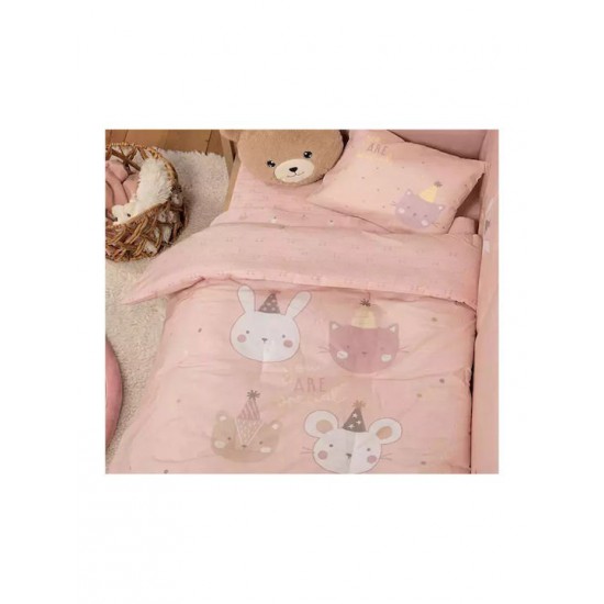 Nef-Nef Homeware Πάπλωμα Κούνιας Βαμβακερό Special Party Ροζ 110x140cm