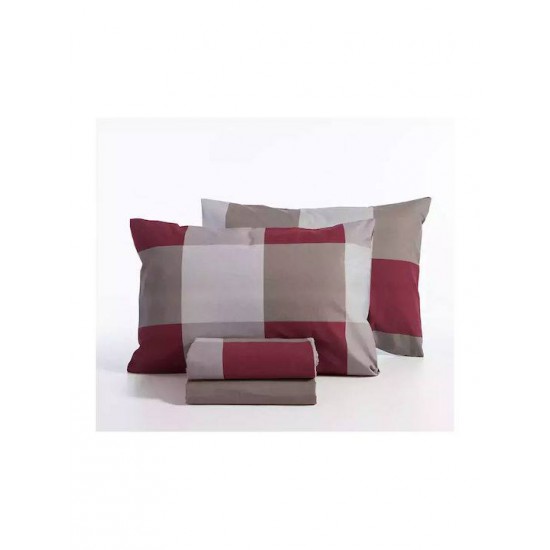 Nef-Nef Homeware Casual Σετ Σεντόνια Υπέρδιπλα με Λάστιχο 160x200+35εκ. Bordo (4τμχ)