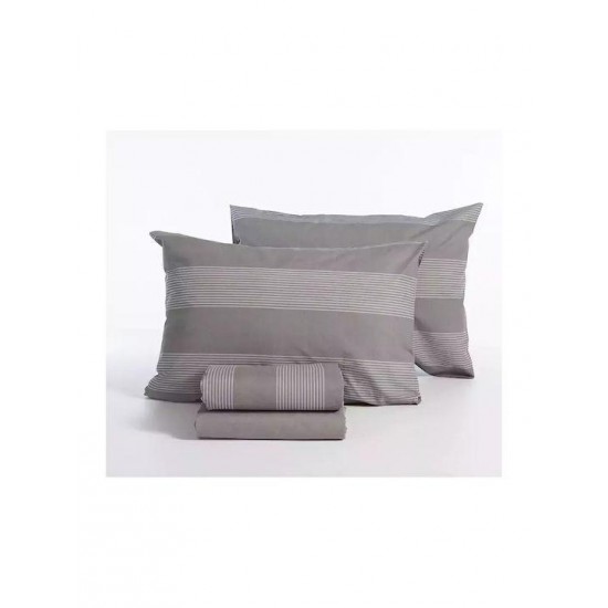 Nef-Nef Homeware Casual Σετ Σεντόνια Υπέρδιπλα με Λάστιχο 160x200+35εκ. D.grey (4τμχ)