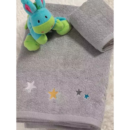 Nef-Nef Homeware Σετ Βρεφικές Πετσέτες 2τμχ Stars Above Γκρι Βάρους 420gr/m²