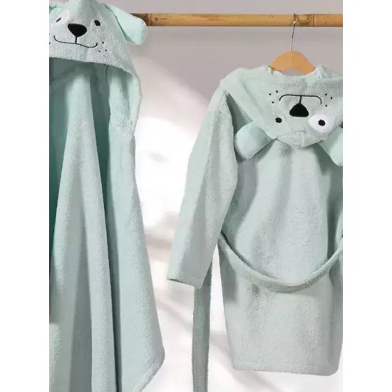 Nef-Nef Homeware Βρεφική Κάπα-Μπουρνούζι με Κουκούλα Life In The City Misty Blue