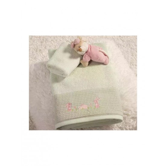 Nef-Nef Homeware Σετ Βρεφικές Πετσέτες 2τμχ Πράσινες Βάρους 420gr/m²