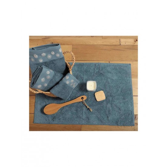 Nef-Nef Homeware Αντιολισθητικό Πατάκι Μπάνιου Βαμβακερό Anthem Smoke Blue 50x80εκ.