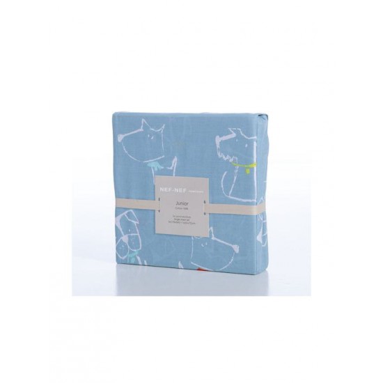 Nef-Nef Homeware Σετ Σεντόνια Μονά Βαμβακερά Dog Life Blue 170x260cm 3τμχ