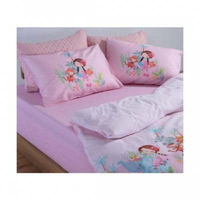 Nef-Nef Homeware Σετ Σεντόνια Μονά Βαμβακερά Welcome To India Lilac 170x260cm 3τμχ