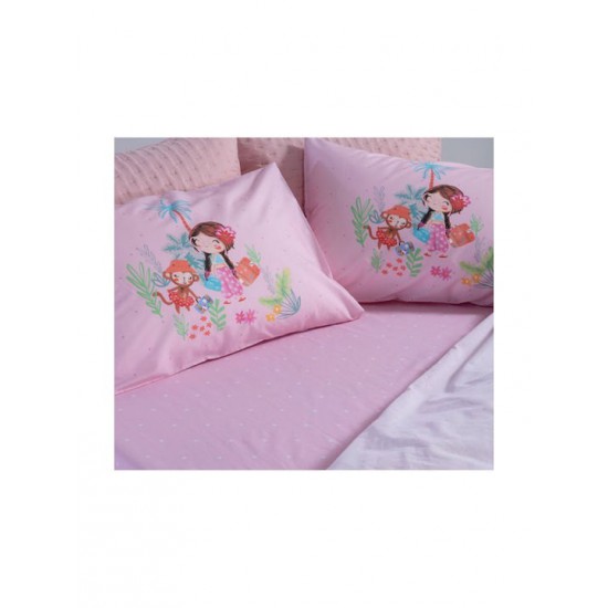 Nef-Nef Homeware Σετ Σεντόνια Μονά Βαμβακερά Welcome To India Lilac 170x260cm 3τμχ