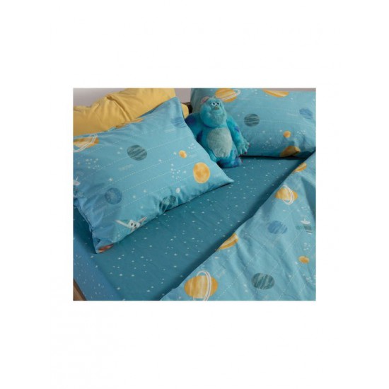 Nef-Nef Homeware Σετ Σεντόνια Μονά Βαμβακερά This Is My Galaxy This Is My Galaxy Blue 170x260cm 3τμχ