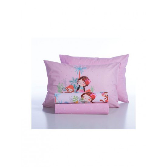 Nef-Nef Homeware Σετ Σεντόνια Μονά Βαμβακερά Welcome To India Lilac 170x260cm 3τμχ