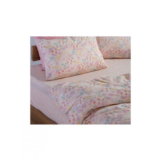 Nef-Nef Homeware Σετ Σεντόνια Μονά Βαμβακερά Blossom Day L.pink 170x260cm 3τμχ