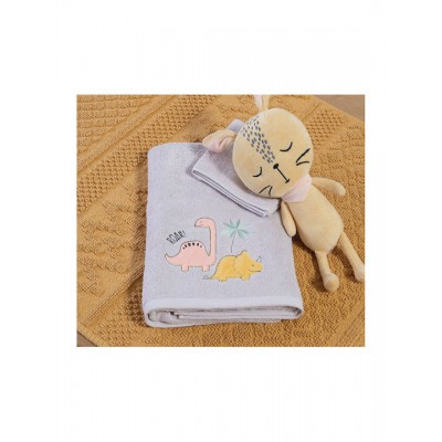 Nef-Nef Homeware Σετ Βρεφικές Πετσέτες 2τμχ Dinosaur Art Wind Grey Βάρους 420gr/m²