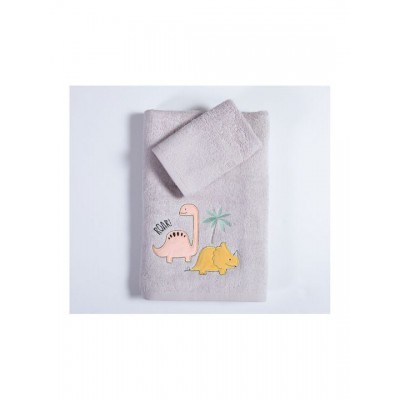 Nef-Nef Homeware Σετ Βρεφικές Πετσέτες 2τμχ Dinosaur Art Wind Grey Βάρους 420gr/m²