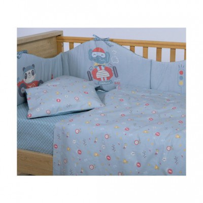 Nef-Nef Homeware Σετ Βρεφικά Σεντόνια Κούνιας Βαμβακερά Super Boy Μπλε 120x170εκ. 3τμχ