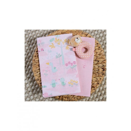 Nef-Nef Homeware Σετ Βρεφικά Σεντόνια Λίκνου Βαμβακερά Spring Happiness Ροζ 70x120εκ. 2τμχ