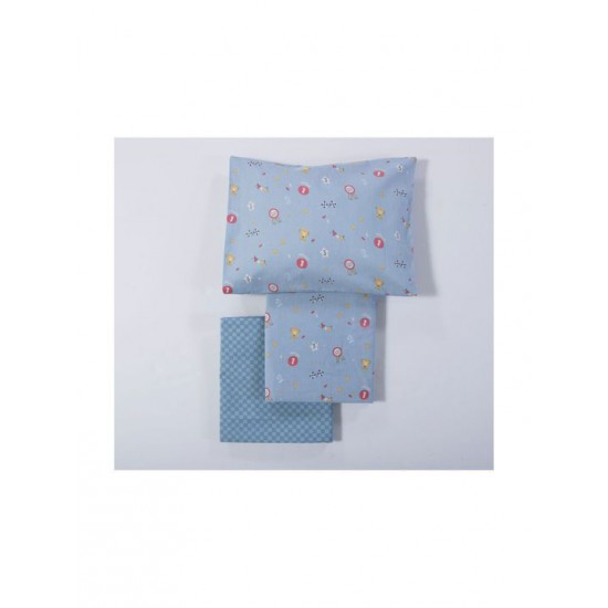 Nef-Nef Homeware Σετ Βρεφικά Σεντόνια Κούνιας Βαμβακερά Super Boy Μπλε 120x170εκ. 3τμχ