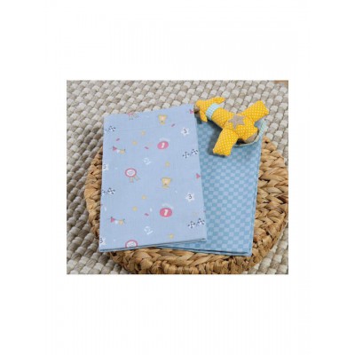 Nef-Nef Homeware Σετ Βρεφικά Σεντόνια Λίκνου Βαμβακερά Super Boy Μπλε 70x120εκ. 2τμχ