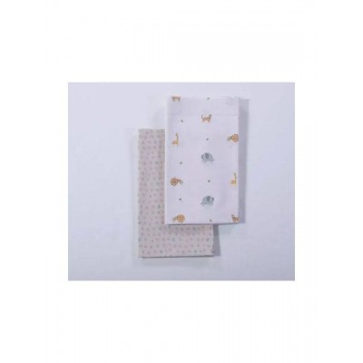 Nef-Nef Homeware Σετ Βρεφικά Σεντόνια Λίκνου Βαμβακερά Jungle In Motion Εκρού 70x120εκ.