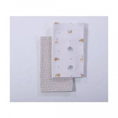 Nef-Nef Homeware Σετ Βρεφικά Σεντόνια Λίκνου Βαμβακερά Jungle In Motion Εκρού 70x120εκ.
