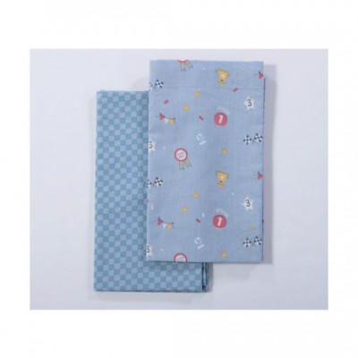 Nef-Nef Homeware Σετ Βρεφικά Σεντόνια Λίκνου Βαμβακερά Super Boy Μπλε 70x120εκ. 2τμχ