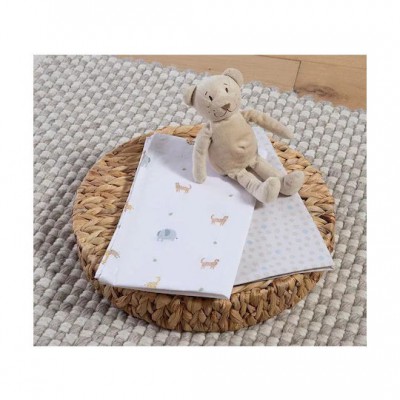 Nef-Nef Homeware Σετ Βρεφικά Σεντόνια Λίκνου Βαμβακερά Jungle In Motion Εκρού 70x120εκ.