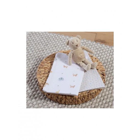 Nef-Nef Homeware Σετ Βρεφικά Σεντόνια Λίκνου Βαμβακερά Jungle In Motion Εκρού 70x120εκ.