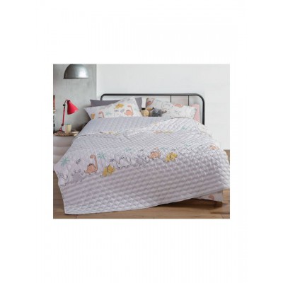 Nef-Nef Homeware Παιδικό Κουβερλί Μονό Dinosaur Art Ecru/grey 180x240εκ.