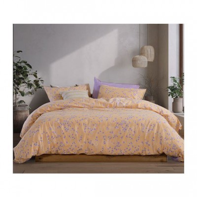 Nef-Nef Homeware Floriva Σετ Σεντόνια Υπέρδιπλα με Λάστιχο 160x200+35εκ. Κίτρινο (4τμχ)