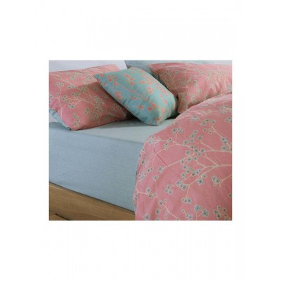 Nef-Nef Homeware Floriva Σετ Σεντόνια Υπέρδιπλα με Λάστιχο 160x200+35εκ. Κοραλί (4τμχ)