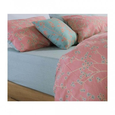 Nef-Nef Homeware Floriva Σετ Σεντόνια Υπέρδιπλα με Λάστιχο 160x200+35εκ. Κοραλί (4τμχ)