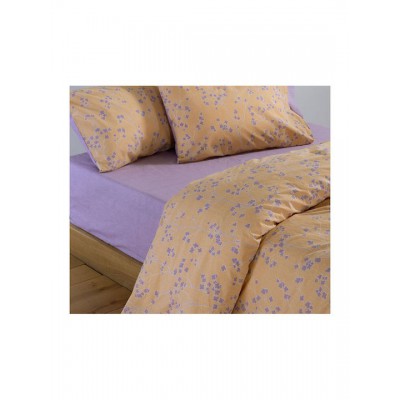 Nef-Nef Homeware Floriva Σετ Σεντόνια Υπέρδιπλα με Λάστιχο 160x200+35εκ. Κίτρινο (4τμχ)