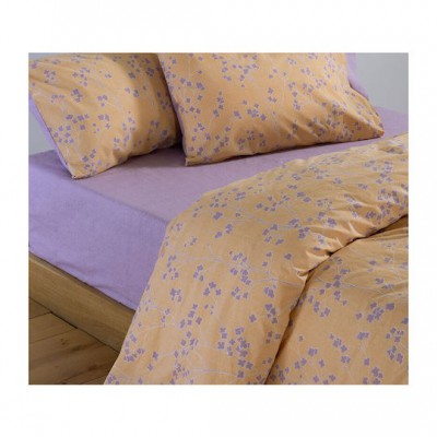 Nef-Nef Homeware Floriva Σετ Σεντόνια Υπέρδιπλα με Λάστιχο 160x200+35εκ. Κίτρινο (4τμχ)