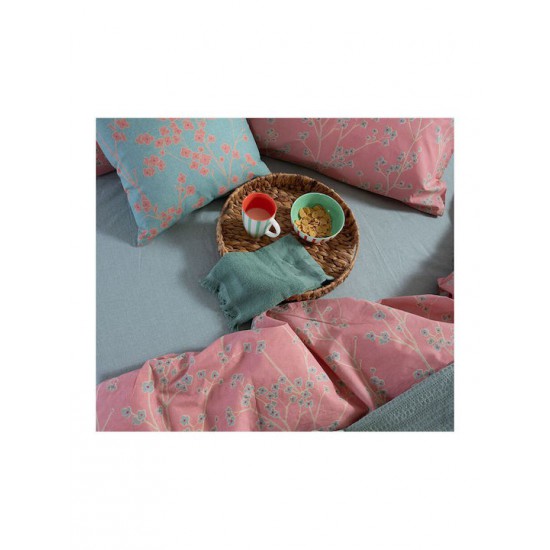 Nef-Nef Homeware Floriva Σετ Σεντόνια Υπέρδιπλα με Λάστιχο 160x200+35εκ. Κοραλί (4τμχ)